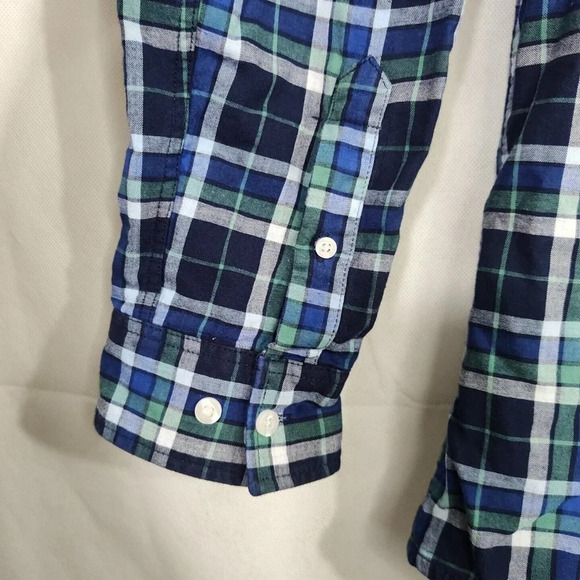 Club Room Plaid Check Blue Green Button Down Shirt Men Size L Lined Long Sleeve - Picture 3 of 10